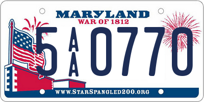 MD license plate 5AA0770