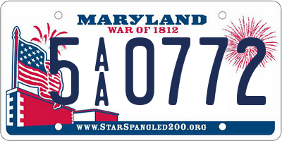 MD license plate 5AA0772