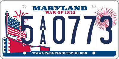MD license plate 5AA0773