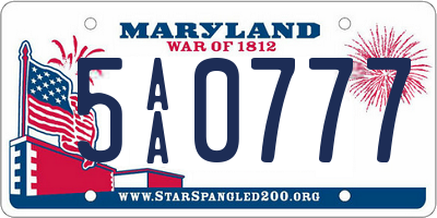 MD license plate 5AA0777