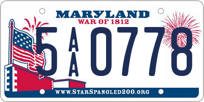 MD license plate 5AA0778