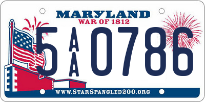 MD license plate 5AA0786