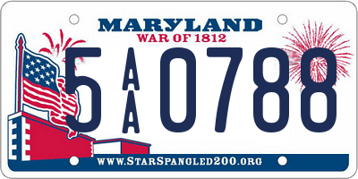 MD license plate 5AA0788