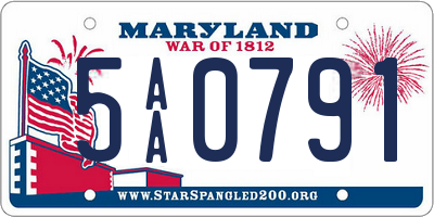 MD license plate 5AA0791