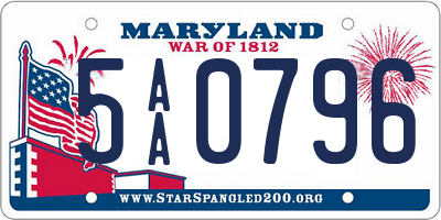 MD license plate 5AA0796