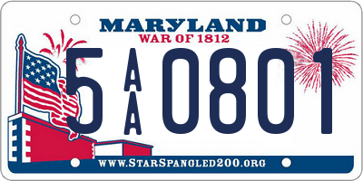MD license plate 5AA0801