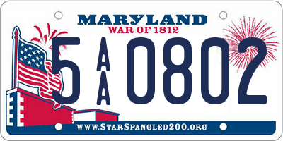MD license plate 5AA0802