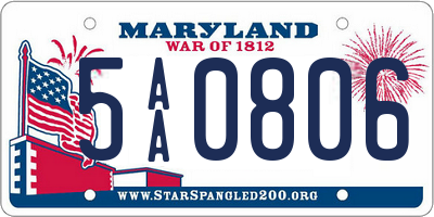 MD license plate 5AA0806