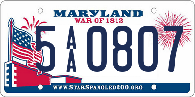 MD license plate 5AA0807