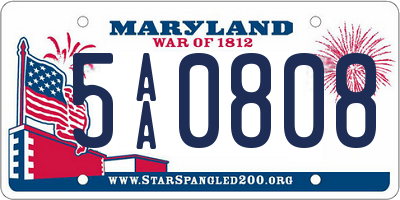 MD license plate 5AA0808