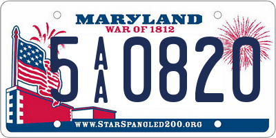 MD license plate 5AA0820