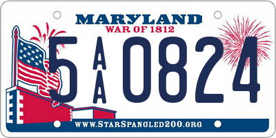 MD license plate 5AA0824