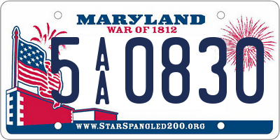 MD license plate 5AA0830
