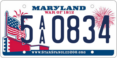 MD license plate 5AA0834