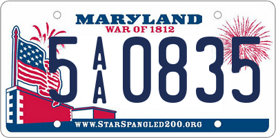 MD license plate 5AA0835