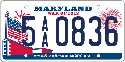 MD license plate 5AA0836