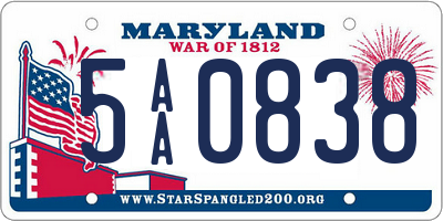 MD license plate 5AA0838