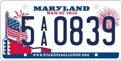 MD license plate 5AA0839