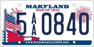 MD license plate 5AA0840