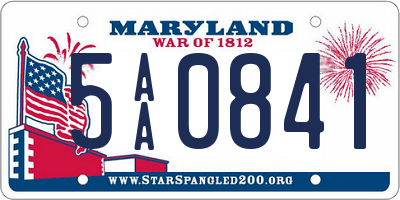 MD license plate 5AA0841