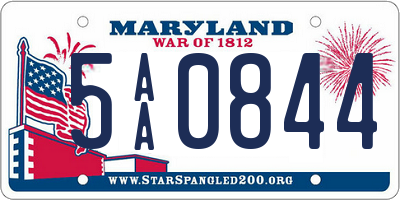 MD license plate 5AA0844