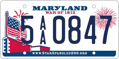 MD license plate 5AA0847