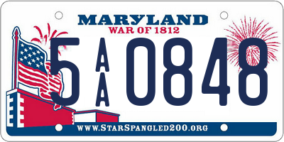 MD license plate 5AA0848