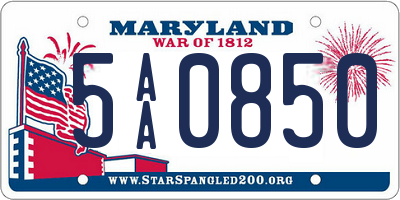 MD license plate 5AA0850