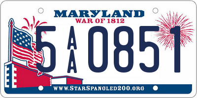 MD license plate 5AA0851