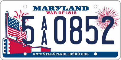 MD license plate 5AA0852