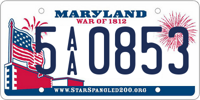 MD license plate 5AA0853