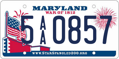 MD license plate 5AA0857