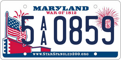 MD license plate 5AA0859