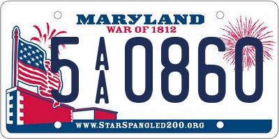MD license plate 5AA0860