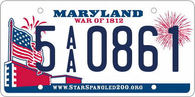 MD license plate 5AA0861