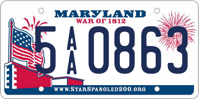 MD license plate 5AA0863