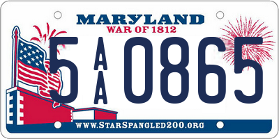 MD license plate 5AA0865