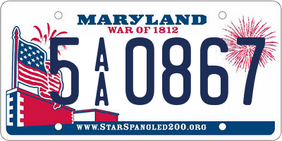 MD license plate 5AA0867