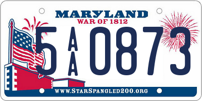 MD license plate 5AA0873
