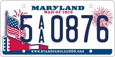 MD license plate 5AA0876