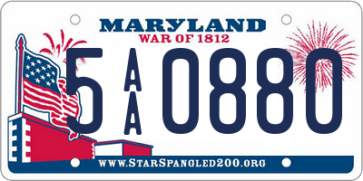 MD license plate 5AA0880