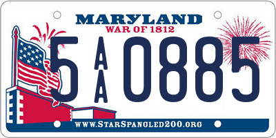 MD license plate 5AA0885