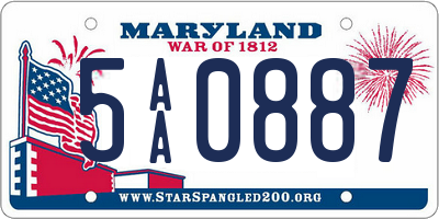 MD license plate 5AA0887