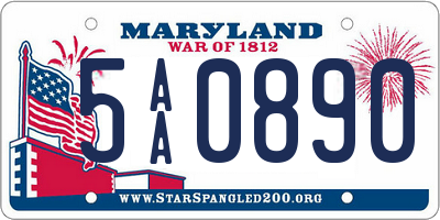 MD license plate 5AA0890