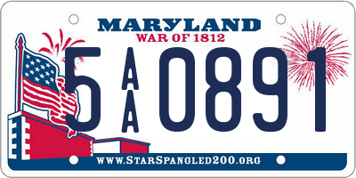 MD license plate 5AA0891