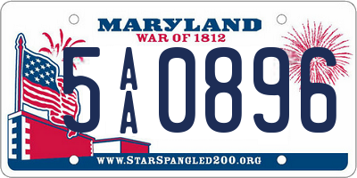 MD license plate 5AA0896