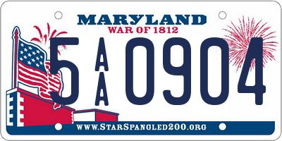 MD license plate 5AA0904