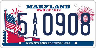 MD license plate 5AA0908