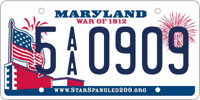 MD license plate 5AA0909