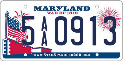 MD license plate 5AA0913